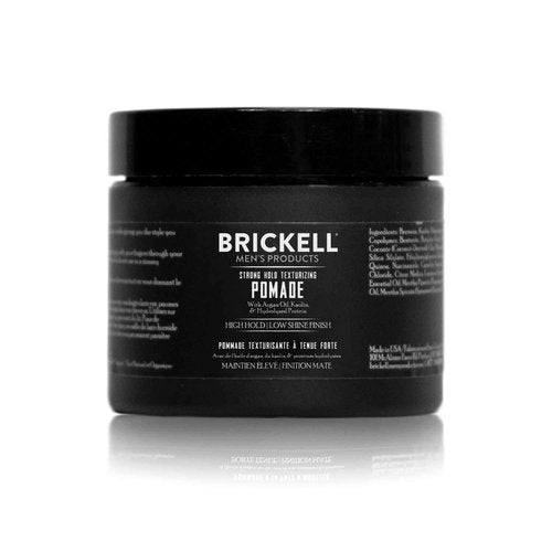 Brickell Men's Products Strong Hold Texturizing Pomade - Natural & Organic Hair Styling Fiber, 2 Oz
