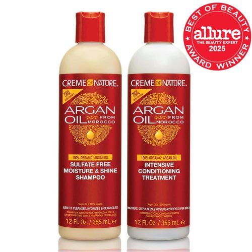 Creme of Nature Argan Oil Shampoo & Conditioning Treatment Set - Sulfate-Free Hydrating Duo, 2 x 12 oz