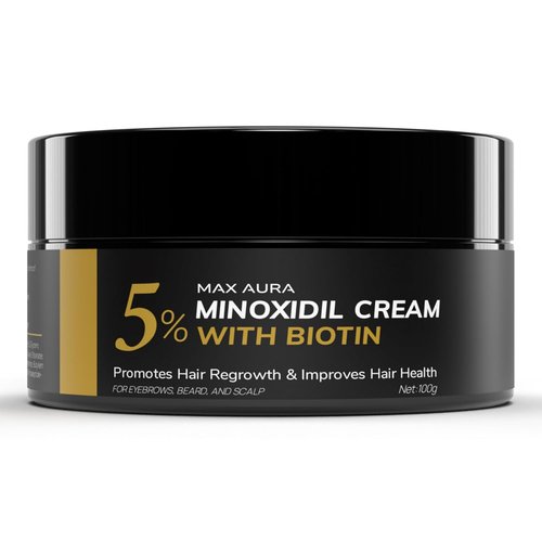 MAX AURA Minoxidil Cream - 5% Extra Strength Treatment for Thinning Hair in Men | Biotin-Infused Formula