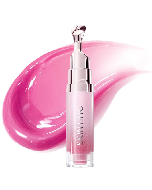 SKINTIFIC Peptide Brightening Lip Serum - Hydrating Tinted Lip Gloss & Balm with Polypeptides | 04 Pink Berry