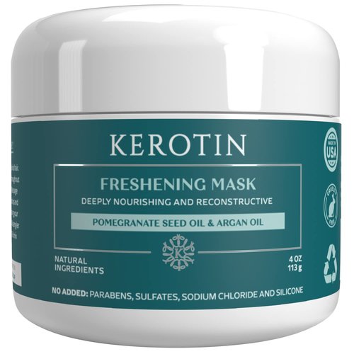 Keratin Freshening Mask - Natural Repair Treatment for Dry & Damaged Hair | Deep Conditioning with Argan Oil, Paraben & Sulfate Free