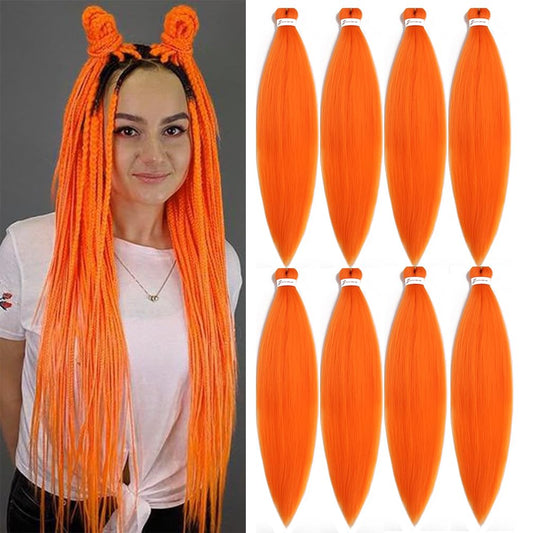 BALINGHAIR Pre-Stretched Braiding Hair Orange Braids Hair Extensions 26 Inch(Orange-8Pcs)