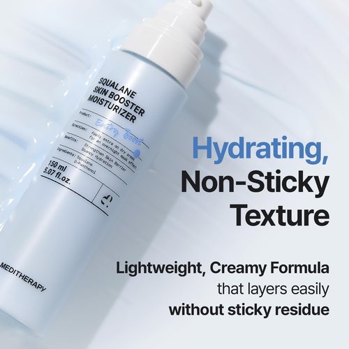 MEDITHERAPY Squalane Skin Booster Moisturizer – 8% Squalane + Panthenol + Hyaluronic Acid | Hydrating Moisturizer Face Cream for Dry Sensitive Skin | Lightweight Non-Greasy Barrier-Support 5.07 fl oz