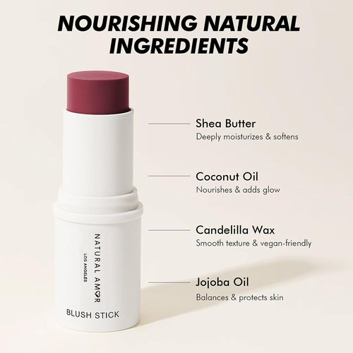 Natural Amor Blush Stick - Multi-Use Makeup for Eyes, Cheeks & Lips | Coral Peony, 0.28oz