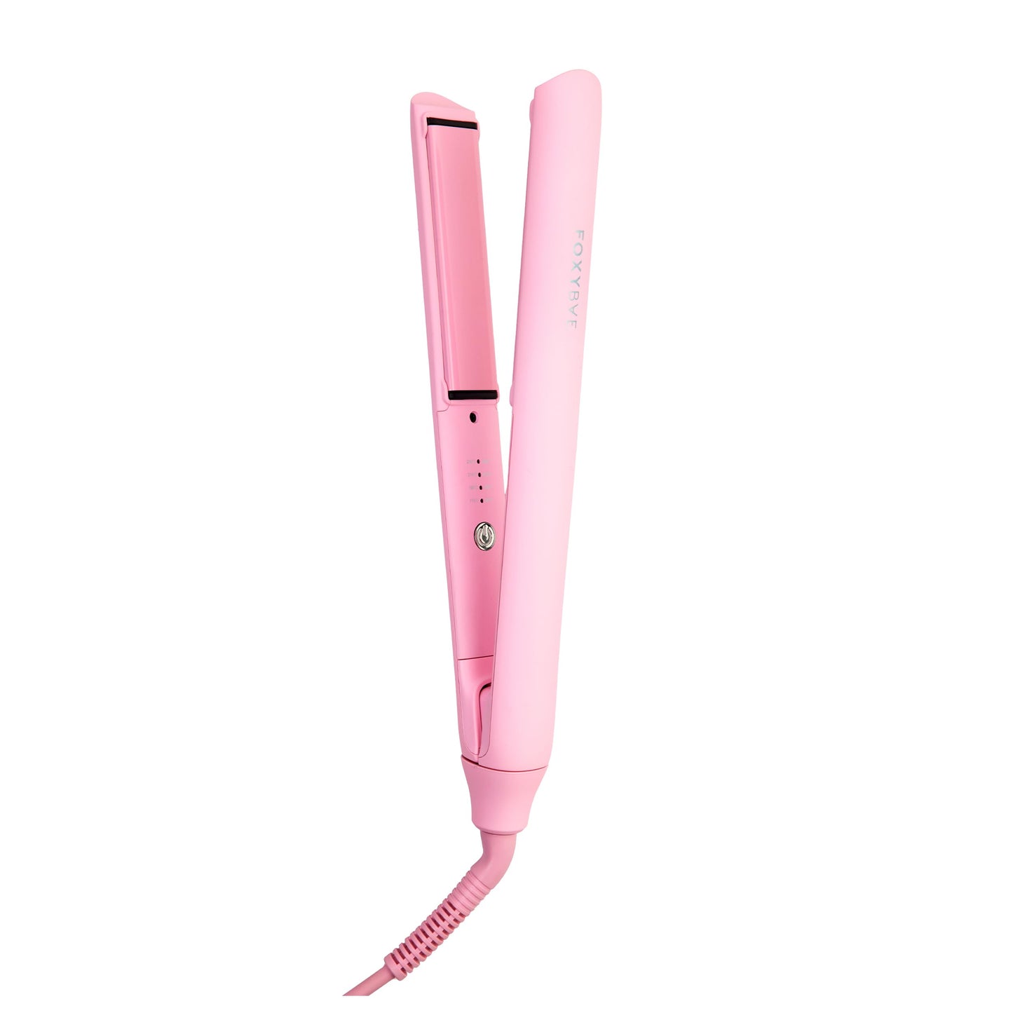 FoxyBae Hair Straightener, 1" Sleek & Slay Ceramic Flat Iron Hair Straightener - Dual Voltage Portable 2 in 1 Hair Curler & Straightener for Frizz Free, Shinier & Smoother Hair [Party-Pink]