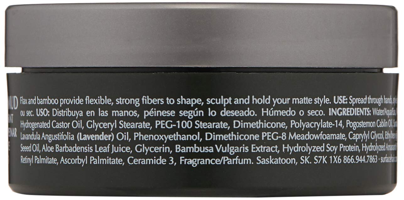 SURFACE Hair Men Styling Mud - Flexible Hold with Flax & Bamboo for Matte Finish - 2.25 oz
