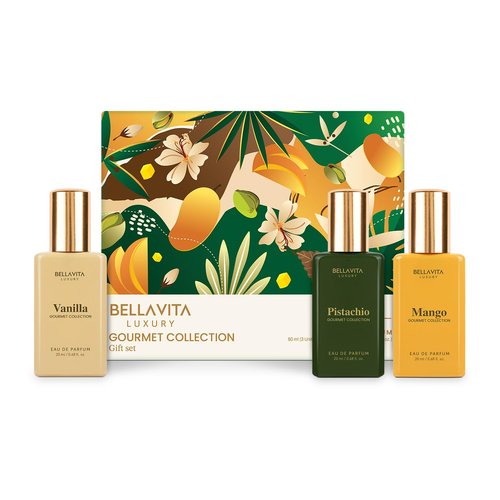 Bellavita Luxury Unisex Gourmet Perfume Gift Set with Vanilla, Mango, and Pistachio | 60ml | Perfume for Men and Women | Nutty Pistachio, Mango, and Vanilla Notes | Long Lasting Unisex Fragrance
