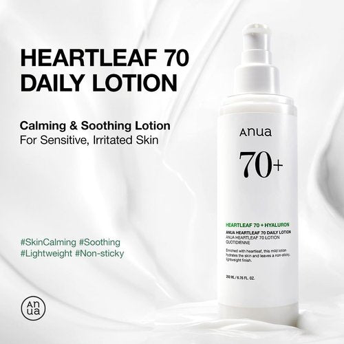 Anua Heartleaf Daily Lotion - Lightweight Face Moisturizer with Hyaluronic Acid for Sensitive Skin | 200ml (6.76 fl. oz.)