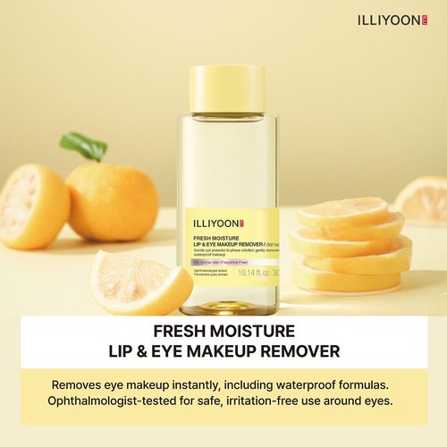 Illiyoon Fresh Moisture Makeup Remover - Gentle Waterproof Lip & Eye Cleanser with Yuzu Extract | 0.14 Fl.Oz (300ml)