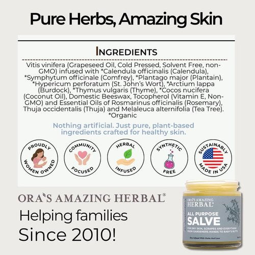 Ora's Amazing Herbal All Purpose Salve - Herbal Healing Skin Balm for Dry Cracked Hands | 4 oz