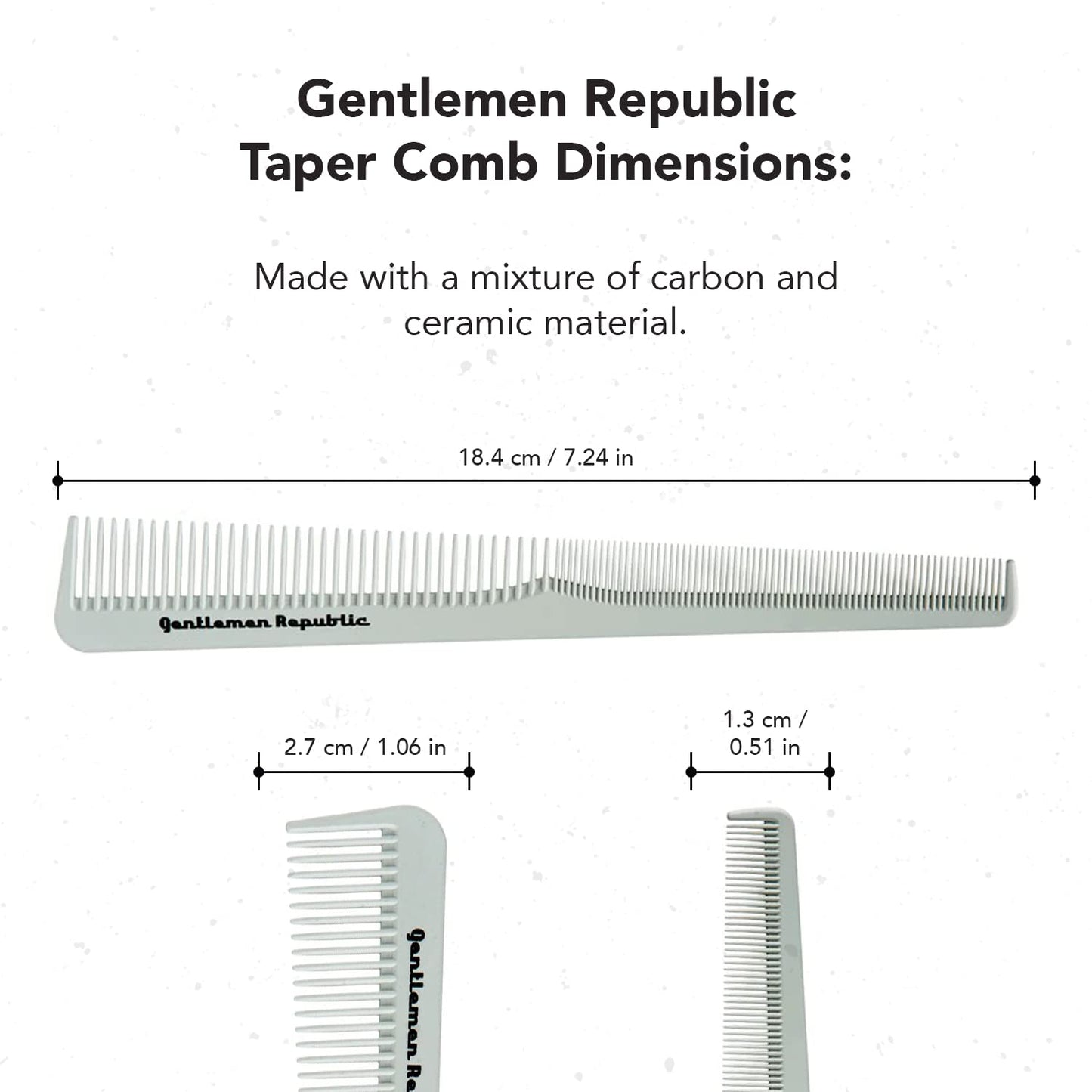 Gentlemen Republic Taper Comb for Fades, Blending and Men Hair Cuts – Soft Round Tips, Soft Touch, Strong Teeth with Strong Body – Made for Barbers, at-home Grooming and Styling