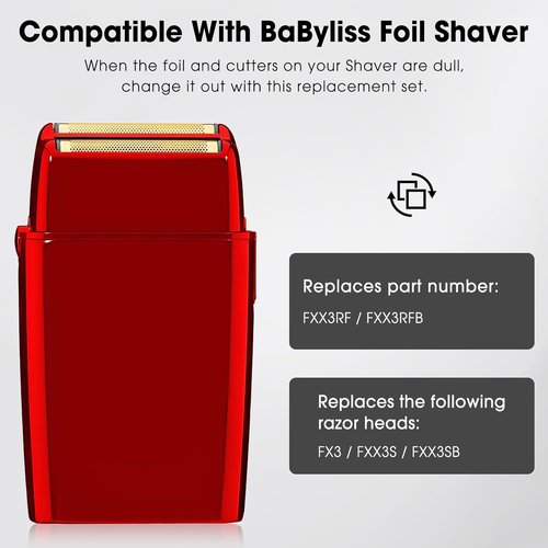 BaByliss Pro FX3 Shaver Replacement Head - Hypoallergenic Gold Foil | Compatible with FX3 Shaver, Red