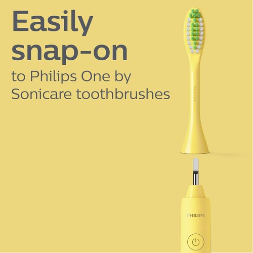 Philips One by Sonicare Electric Toothbrush Heads - 2 Pack Replacement Brush Heads, Mango Yellow