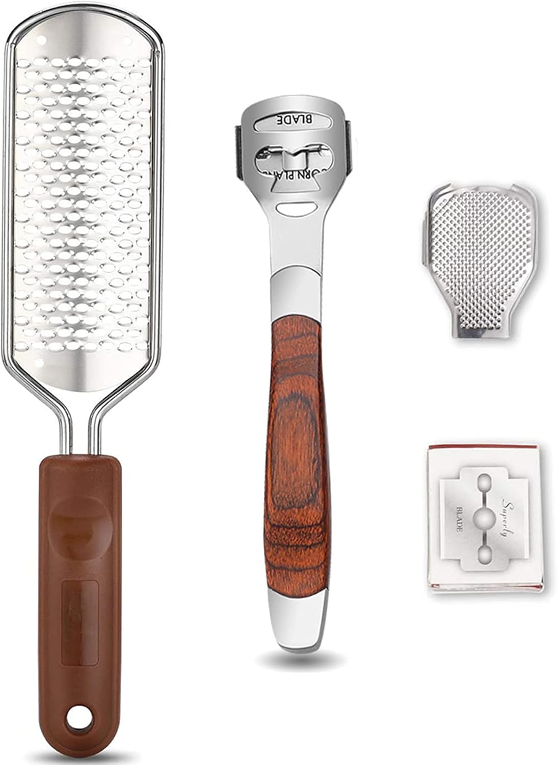 Skiennix Colossal Foot Rasp & Callus Shaver Kit - 10 Replacement Heads & Wood Handle for Smooth Feet