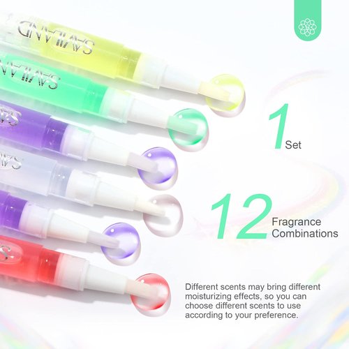 SAVILAND Cuticle Oil Pen - 12PCS Revitalizing Formula with Vitamin E for Overnight Repair & Softening