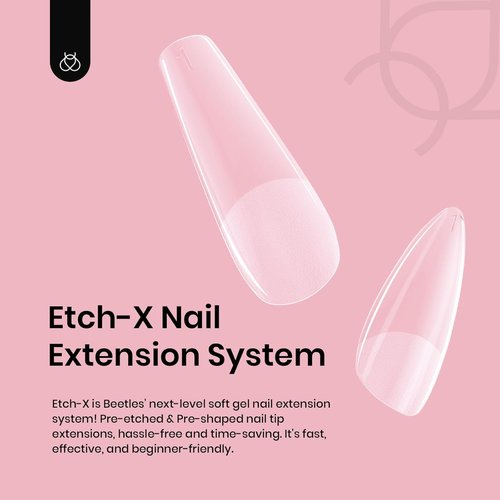 Beetles Gel Nail Tips Short Coffin Pre-Etched Nail Tips, 12 Sizes 288 Pcs Full Cover Soft Tips Half Matte False Nails Clear Acrylic Press on Nails Extension DIY Manicure Gifts for Women