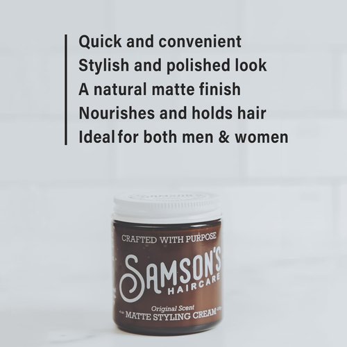 SAMSON'S HAIRCARE Matte Styling Cream - Nourishing Hold & Easy Application for Men & Women | 4 oz.