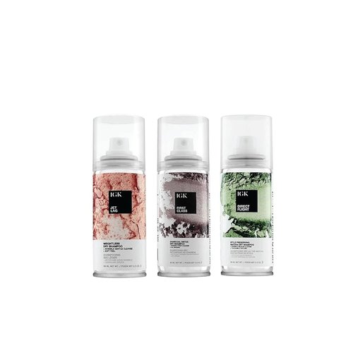 IGK Dry Shampoo Travel Size Variety Set - First Class, Jet Lag, Direct Flight | 3 Pack (2 oz Each)