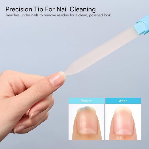 Makartt Glass Nail File - Double-Sided Sandblasted Crystal Buffer with Case | Reusable Portable Manicure Tool - Blue