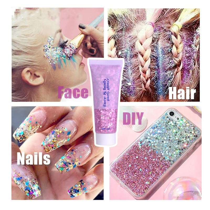 White Body Glitter,Face Glitter,Singer Concerts Music Festival Rave Accessories for Body Glitter Makeup for Women.