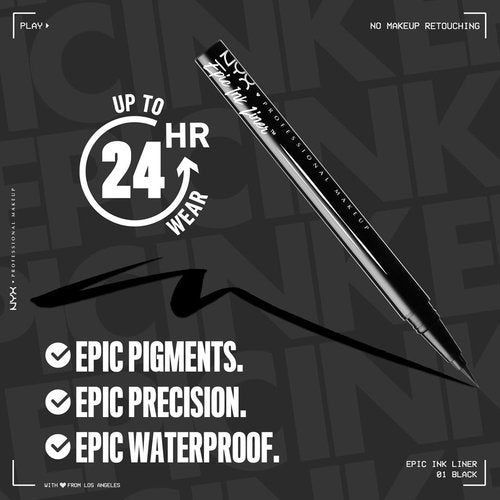 NYX PROFESSIONAL MAKEUP Epic Ink Liner - Waterproof Black Liquid Eyeliner | Vegan Formula