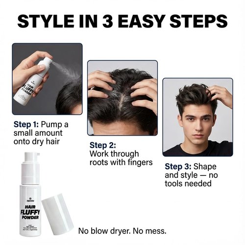 Adglamful Hair Texture Powder for Men, Lightweight & Long-lasting Styling Powder for Matte Finish, Medium Hold for Volume Boost, Easy to Apply, 25g/0.88oz