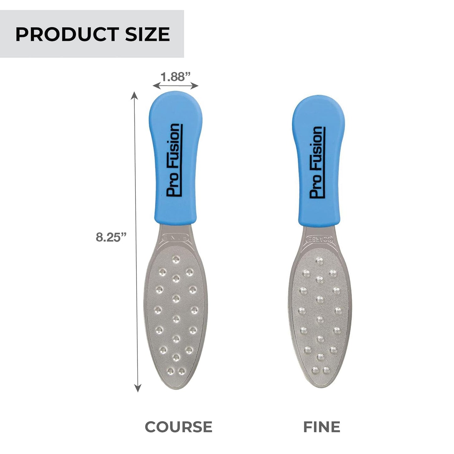 ForPro Pro Fusion Stainless Steel Pedi File - Coarse Double-Sided Design - Blue Handle for Heels & Feet - 8.25” L