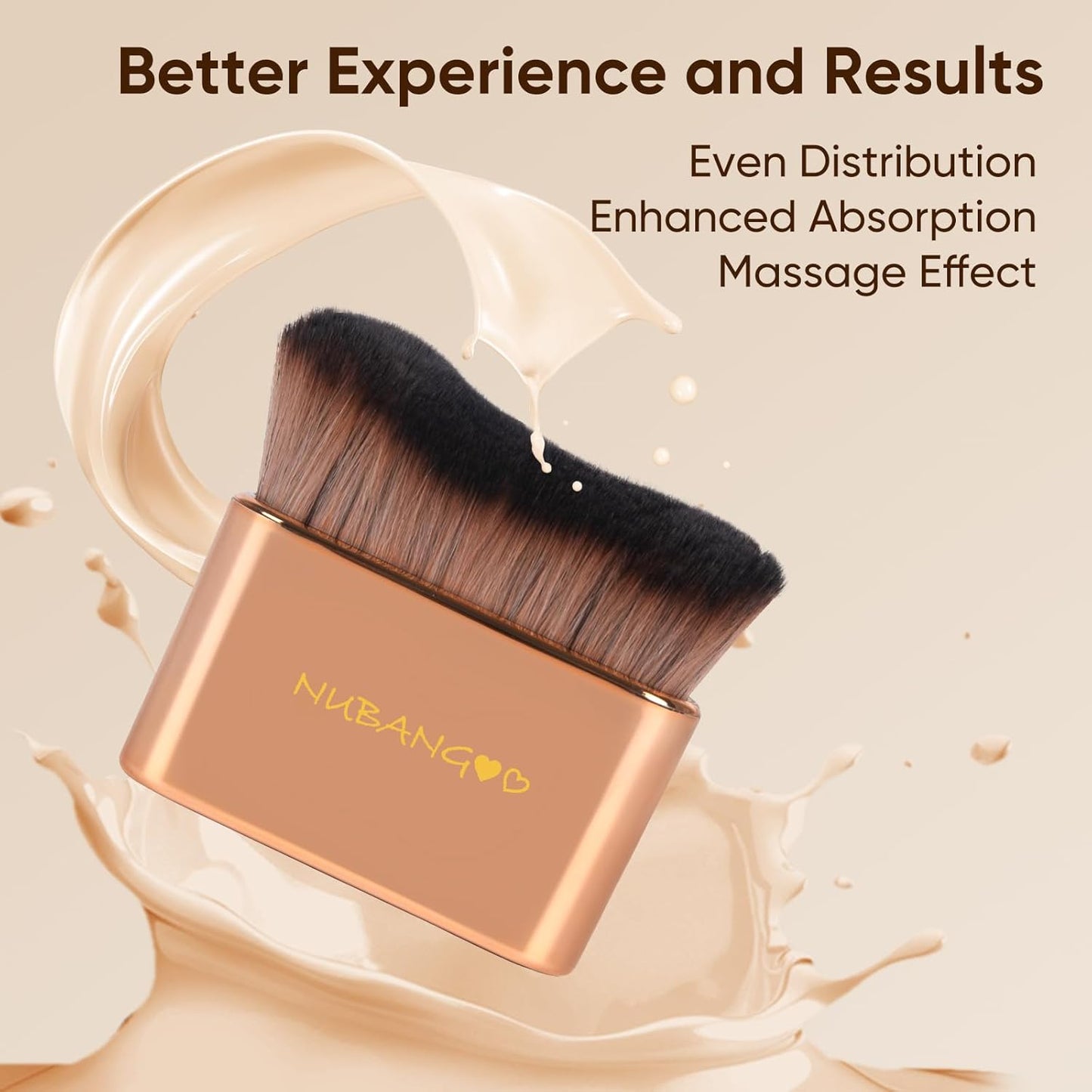 Skiennix Professional Kabuki Foundation Brush - Versatile Makeup Tool for Cream, Powder & Self Tanning (Pink Gold)
