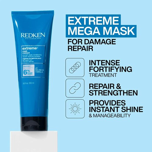 Redken Extreme Hair Mask - Fortifies & Strengthens Damaged Hair | 8.5 Fl Oz