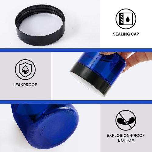 2oz Jars with Lids, Hoa Kinh 24 Pack Blue Glass Jars with Lids Empty Cosmetic Containers Round Airtight Glass Jar with Inner Liners and black Lid for Storing Lotions, Powders, and Ointments