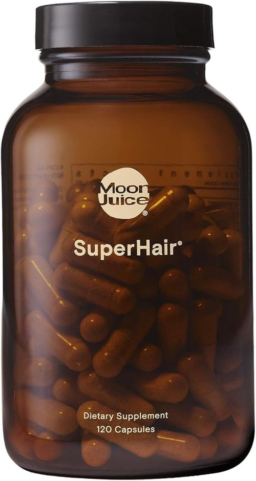 Moon Juice SuperHair Hair Growth Vitamins - Clinical Strength Biotin & Saw Palmetto Supplement for Thicker Hair | 120 Capsules