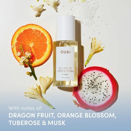 OUAI St. Barts Hair and Body Mist - Tropical Hair Perfume & Body Spray with Dragonfruit, Orange Blossom, Tuberose & Musk (3.3 Fl Oz)