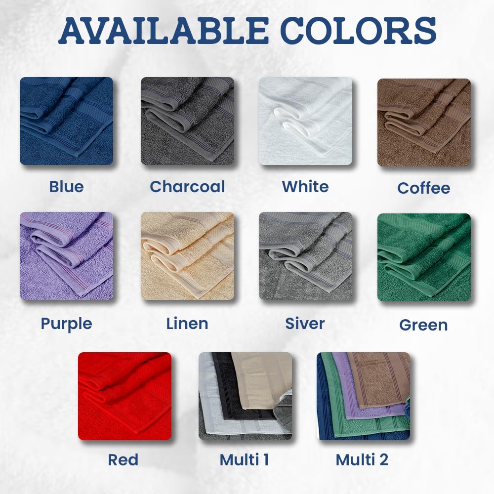 Casa Lino 4 Pack Bath Towels (27x54), 100% Pure Cotton, Luxury Bath Towels, Lightweight & Highly Absorbent, Quick Drying Towels for Bathroom, for Daily Use Bathroom, Charcoal