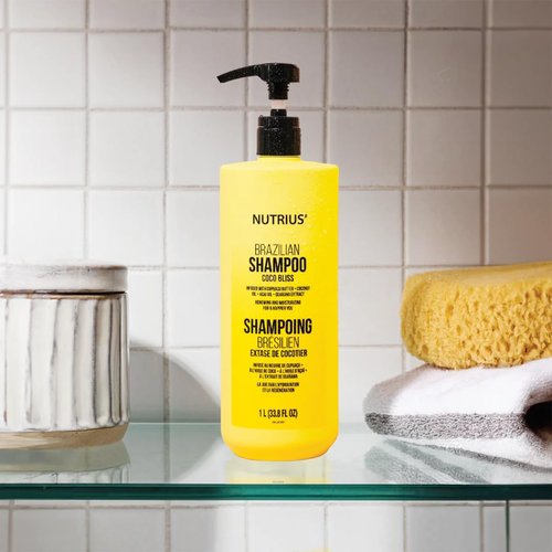 Nutrius Brazilian Shampoo - Coco Bliss Coconut Hydrating Shampoo for Dry Hair | 33.8 fl oz