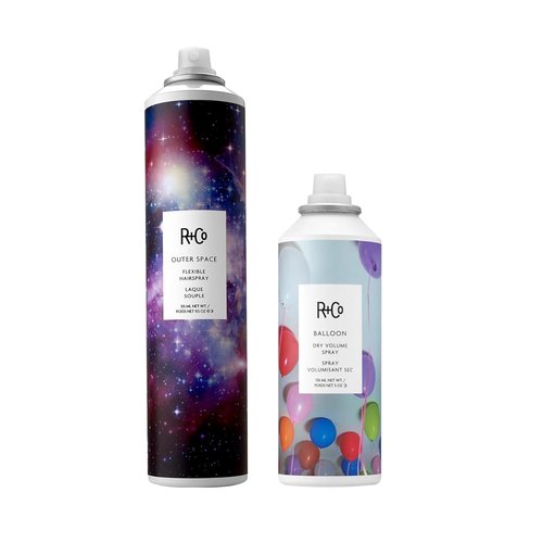 R+Co Hair Spray Set - Volume & Hold | Outer Space & Balloon Hairsprays | Lightweight, Long-Lasting | Vegan & Cruelty-Free | 9.5 oz + 5 oz (Pack of 2)