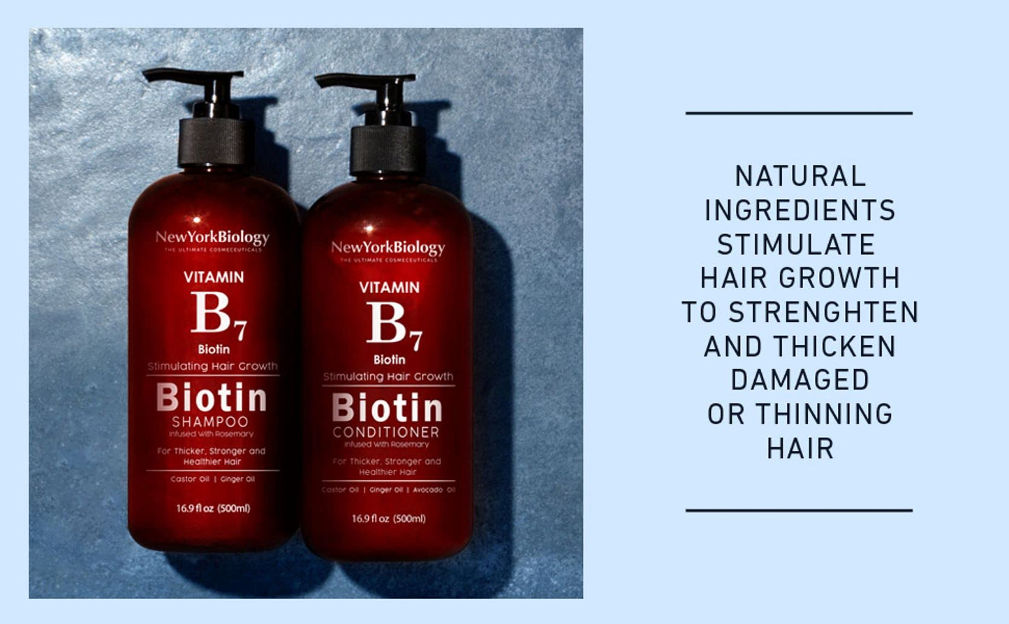 New York Biology Biotin Conditioner for Hair Growth and Thinning Hair – Thickening Formula for Hair Loss Treatment – For Men & Women – Anti Dandruff - 16.9 fl Oz