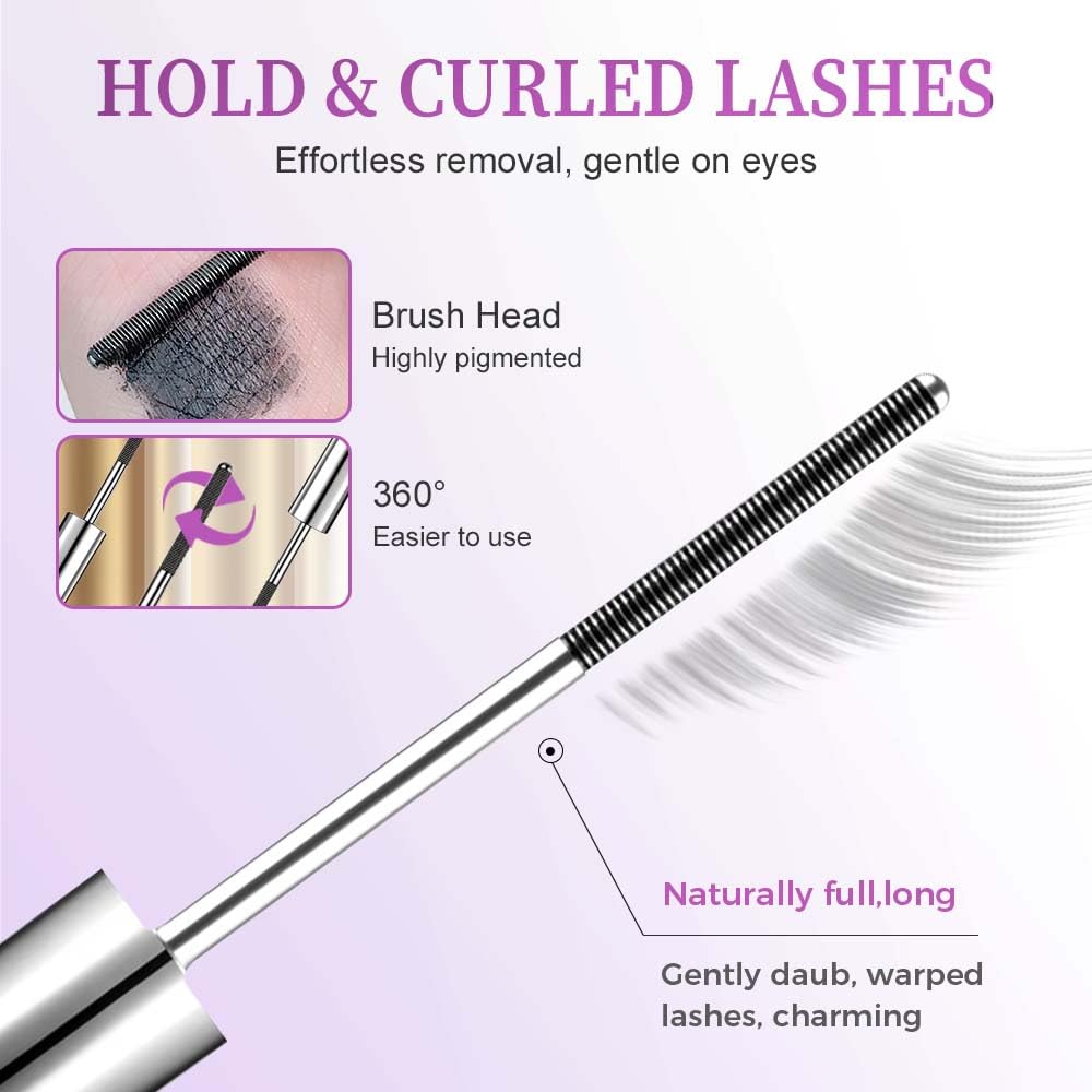 Skiennix Metal Wand Mascara - Waterproof Tubular Eyelash Primer for Long-Lasting, Smudge-Proof Lashes (Black + Brown)