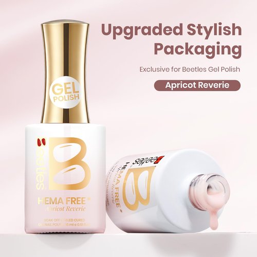 Beetles Apricot Reverie Nude Gel Polish - 15ML Full Size Neutral Jelly Nude Pink Nail Polish Base Color Nail Concealer Sheer Translucent Effect Soak Off UV French Nail Art Salon DIY Manicure Gifts