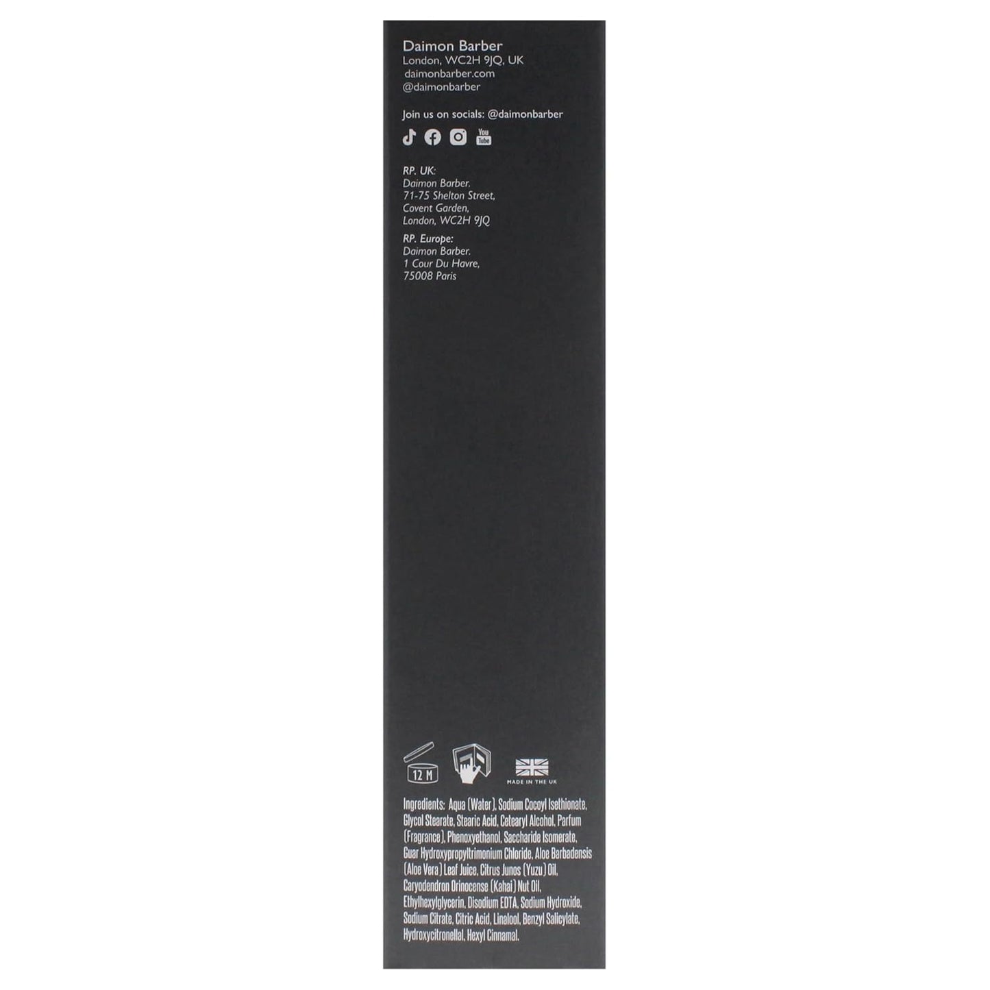 Daimon Barber Shave Cream for Men - Smooth & Hydrating Formula | 3.38 oz Tube