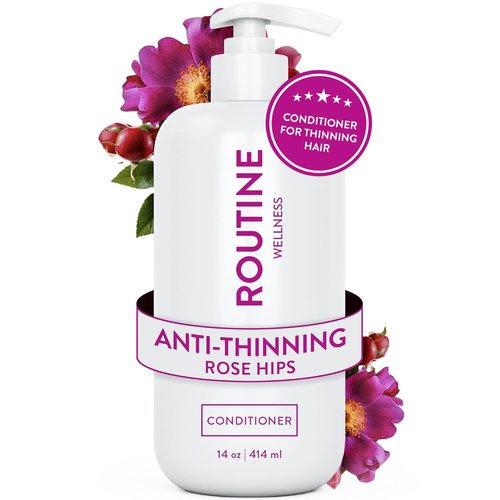 Routine Wellness Anti-Thinning Deep Conditioner for Thinning Hair to Reduce Breakage - CLINICALLY TESTED Formula with DHT Blockers Saw Palmetto, Nettle Oil - Rose Hips Conditioner