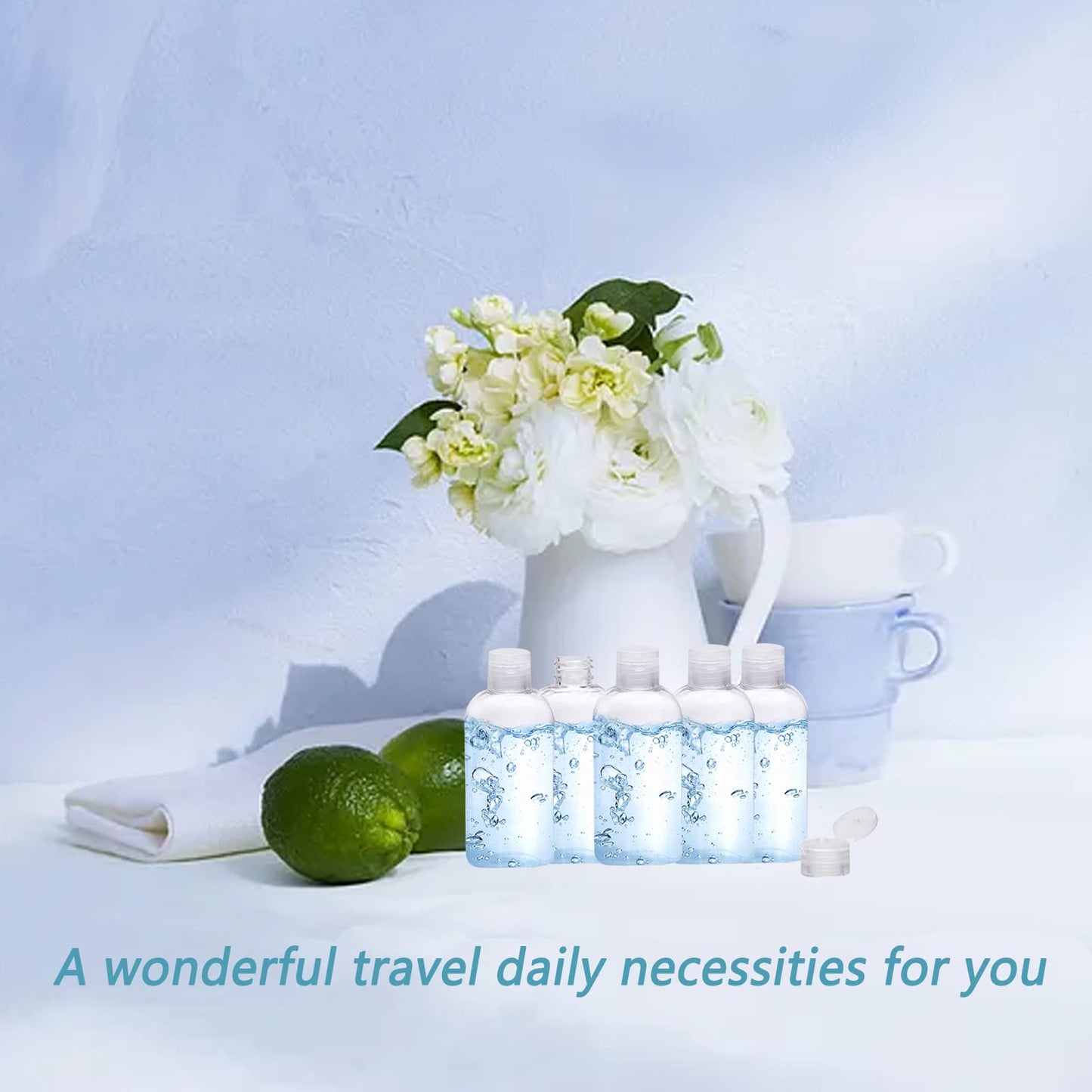 Kitchen GIMS Clear Plastic Empty Squeeze Bottles 18 Pack 3.4oz/100ml with Flip Cap TSA Travel Bottle for Shampoo, Conditioner & Lotion (18 Counts)