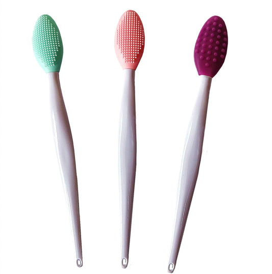 Skiennix Lip Scrub Brush Set - Double-Sided Silicone Exfoliator for Lightening Dark Lips | 3 Pcs