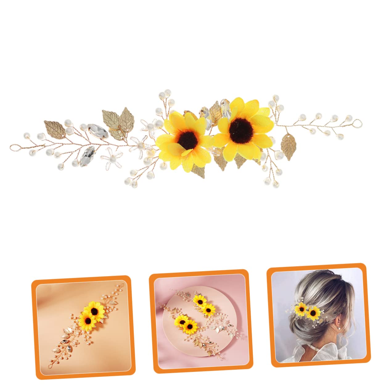 Beavorty Sunflower Headband Sun Flower Headband Hair Accessories Silk Cloth Bride Delicate Flowers Headband