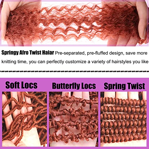 ZRQ 16 Inch Pink Springy Afro Twist Hair 8 Packs Marley Crochet Braiding Hair For Distressed Locs Synthetic Pre-Separated Spring Twist Hair Extension For Black Women 8 Strands/Pack (Pink#)