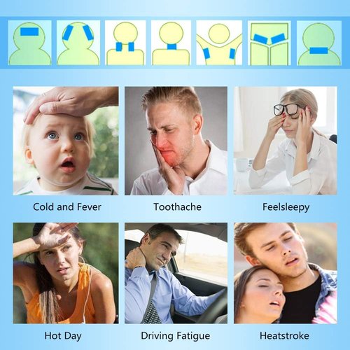 Cooling Patches - 20 Sheets for Fever Relief & Pain Soothing | Blue Cooling Gel Pack