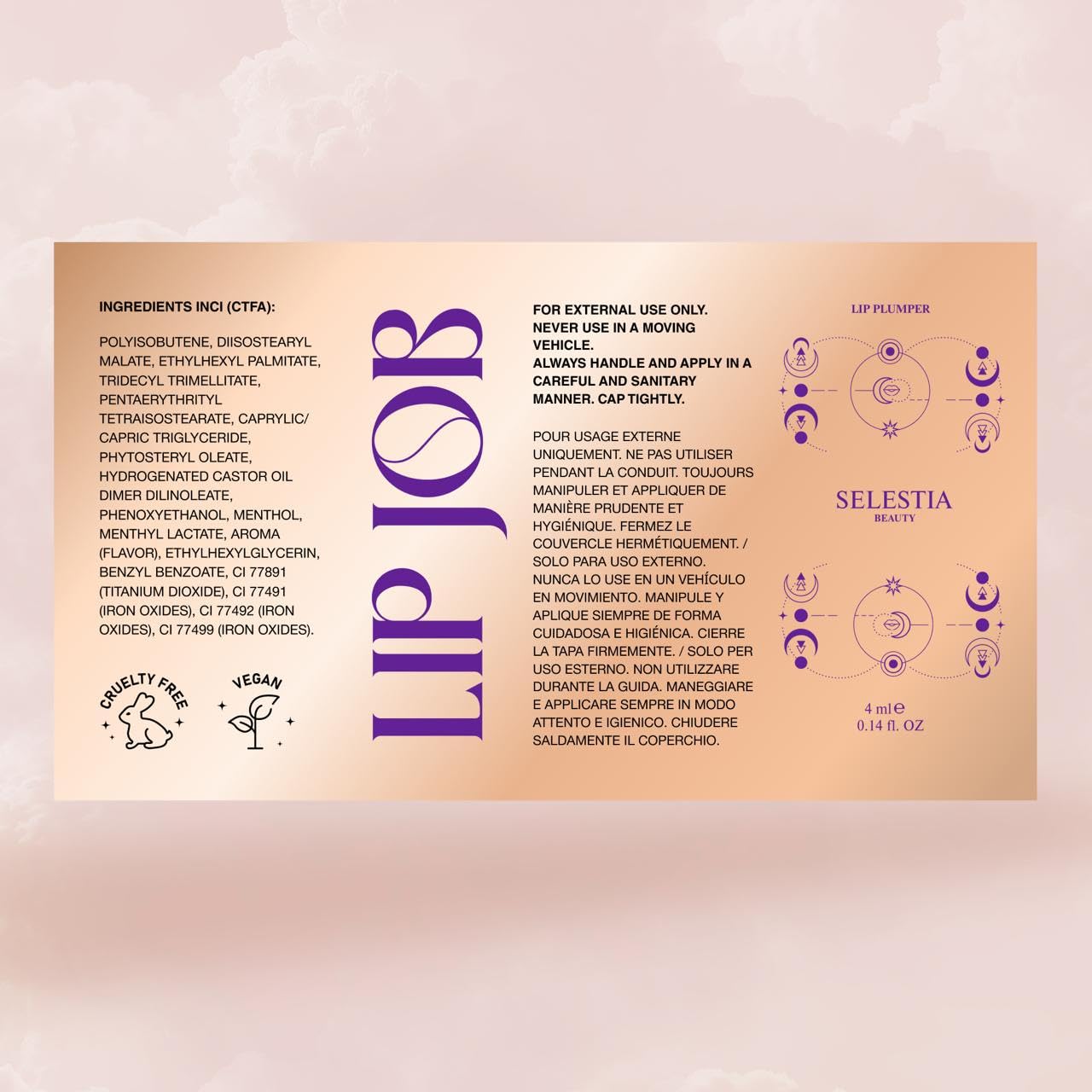 SELESTIA BEAUTY Lip Plumper Gloss Lip Job - Plumping Lip Gloss with Glossy Finish - Lip Pump Gloss with Hydrating & Smoothing Formula - 0.14 Fl Oz (Keep Me Satisfied)