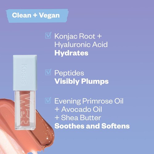 Kosas Wet Lip Oil Gloss - Hydrating Lip Plumping Treatment with Hyaluronic Acid | Non-Sticky Finish (Unhooked)