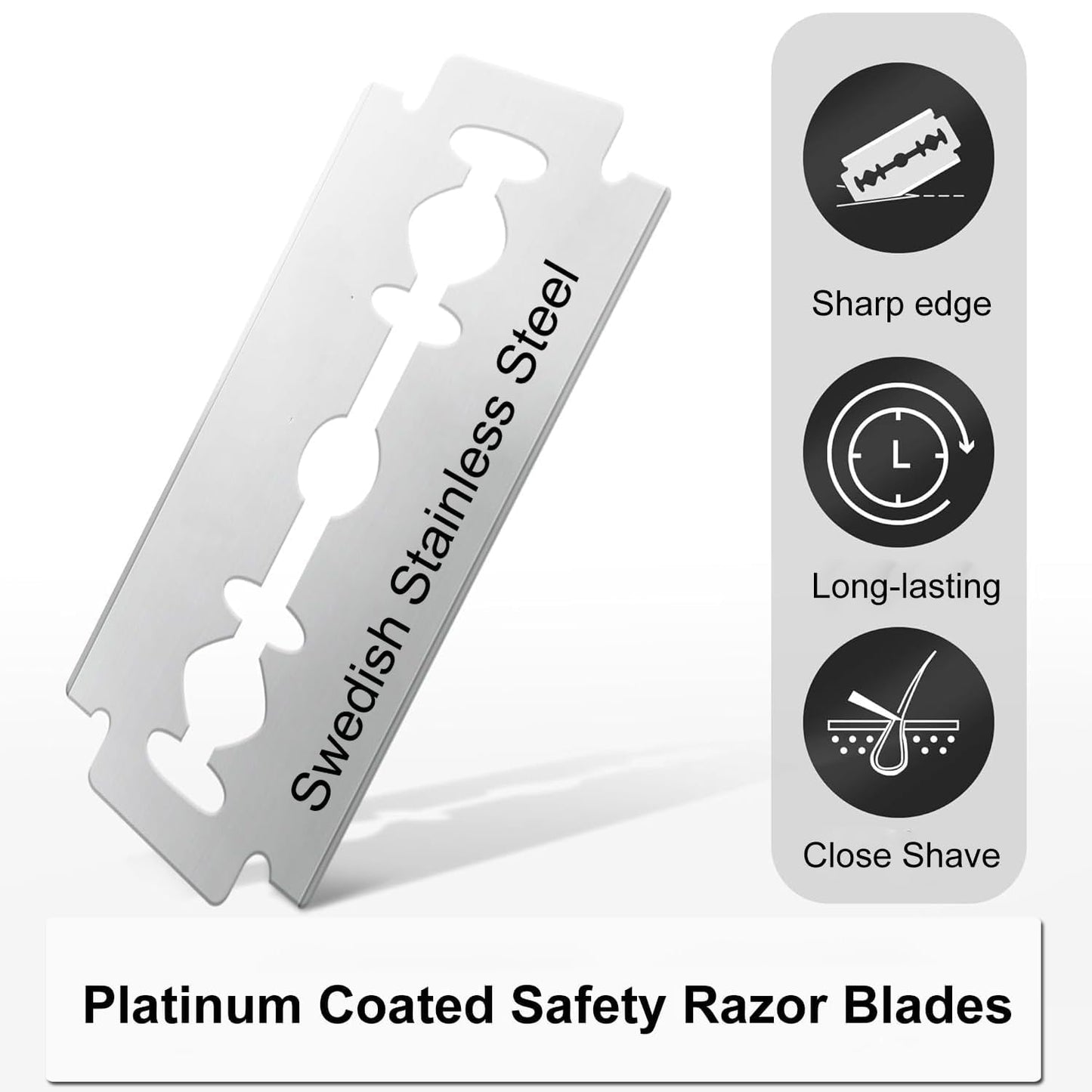 Stainless Steel Safety Razor - Single Blade Design for Men | Includes 10 Double Edge Blades, Heavy-Duty Handle, Smooth Shave, Silver Finish
