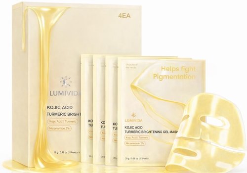 Regine Switzerland Kojic Acid Turmeric Brightening Gel Face Mask - Overnight Firming & Hydrating | 4 Pack