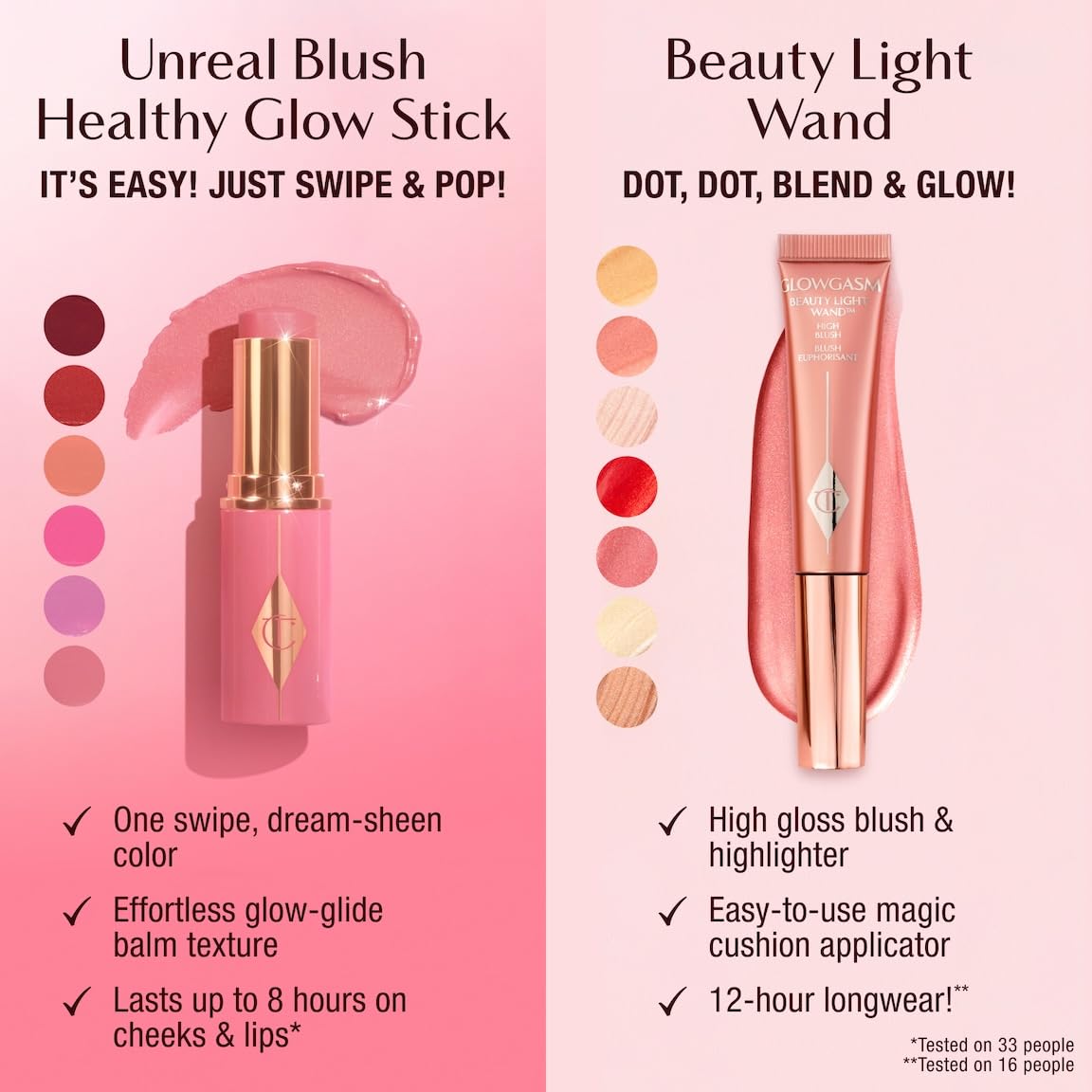 Charlotte Tilbury Blush Stick - Buildable Cream Makeup with Skincare Benefits | Easy to Blend & Luminous Finish